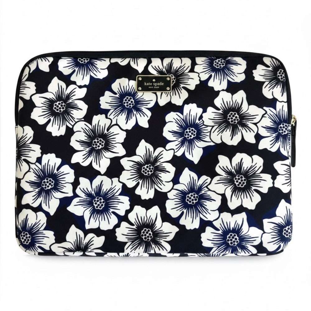 Kate Spade New York Floral Laptop Sleeve / Case Black White Blue – Minor Flaws